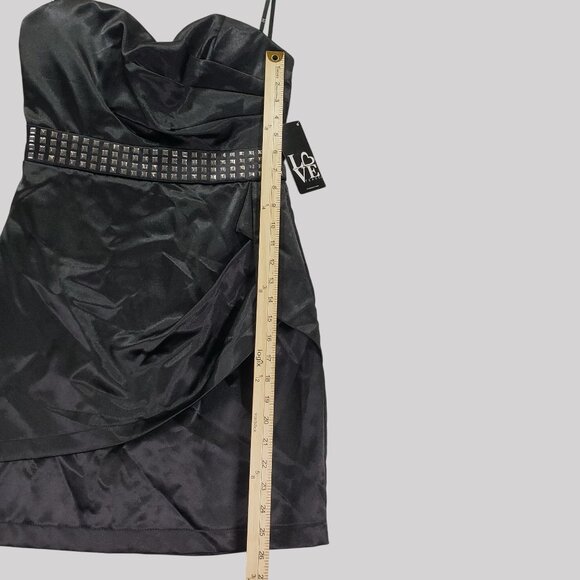 Love Tease Black Strapless Mini Dress With Studded Waistband Size 7 - Picture 7 of 10